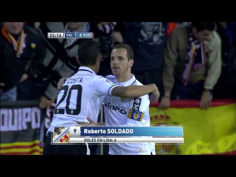 La Liga | Gol de Soldado (1-0) en el Valencia CF - Real Sociedad | 01-12-2012 | J14