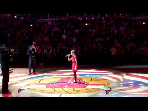 Kate Wild sings National Anthem at Bulls Game 1/28/11