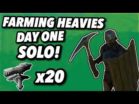 FARMING HEAVY TURRETS SOLO DAY ONE | Ark Solo PvP