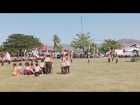 PENAMPILAN ATRAKSI  MEMUKAU PRAMUKA MTsN 1 DOMPU PADA APEL SIAGA  SATUAN KOMUNITAS PRAMUKA IKHLAS BERAMAL (SAKO) HARI SENIN TANGGAL 10 AGUSTUS 2024 DI LAPANGAN BOLA KANDAI DUA KECAMATAN WOJA KABUPATEN DOMPU 