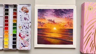 sunset seascape painting 🌅🎨 paul rubens artist grade watercolour set review ✨