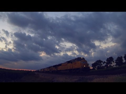 Sunset and Train Time-Lapse Along the Union Pacific Geneva Subdivision on 7-31-2013