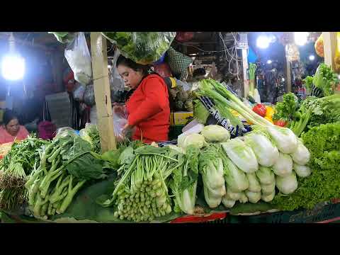 Phnom Penh Market Food Tour, walking exploring Boeung Tompon Market in Cambodia 2021