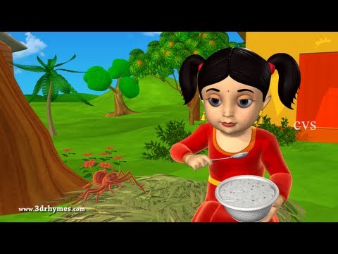 Little Miss Muffet - 3D Animation English Nursery Rhyme for Children with lyrics
