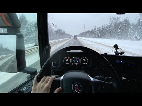 POV Driving - Scania R410. Winter road.