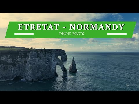 Etretat Normandy France: drone images Falaise d'Aval