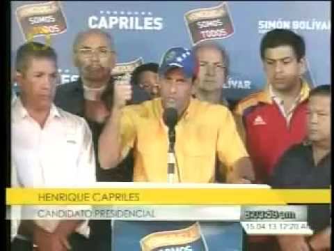 PRONUNCIAMIENTO HENRIQUE CAPRILES R. ANTE LOS RESULTADOS DEL CNE  SERA FRAUDE???'