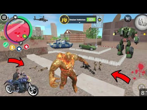 Rope Hero Vice Town - (Stone Giant EnterArmy Base and Destroy Helicopter) StoneGiant with Gun