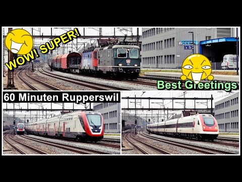 ASMR Bahn-Beobachtung: 60 Minuten ungeschnittener Zugverkehr in Rupperswil (CH)