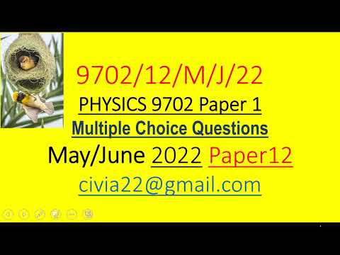 CAIE AS Physics 9702 MAY/JUNE 2022 Paper 12 solved MCQs