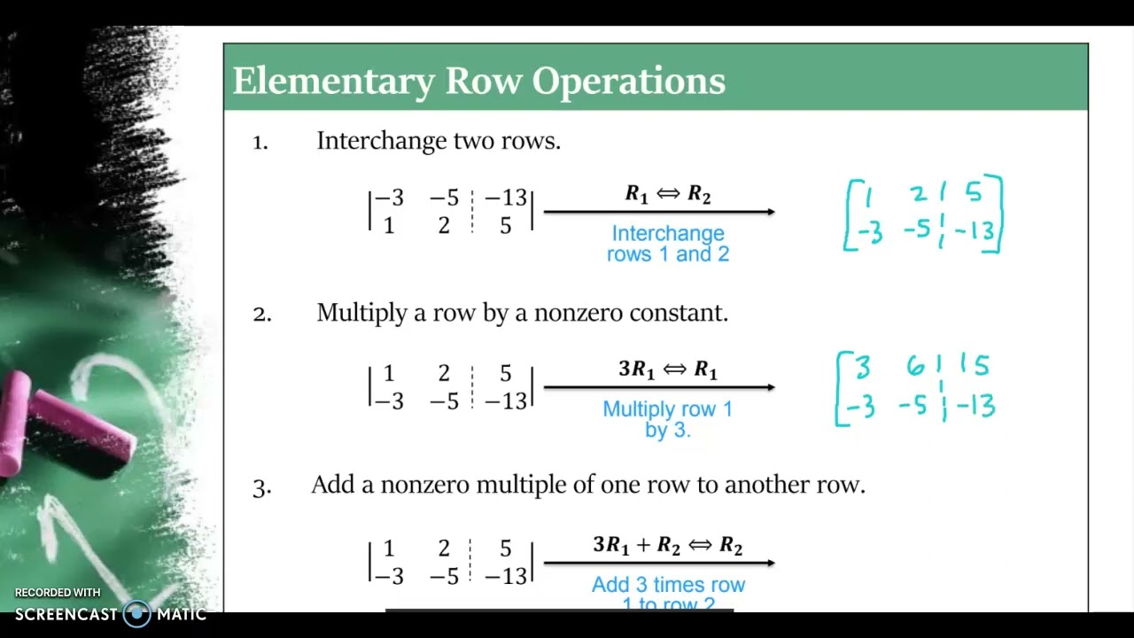 Introduction to performing elementary row operations