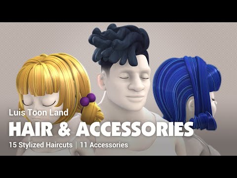 Luis Toon Land - Stylized Hair & Accessories  | Pack for Character Creator