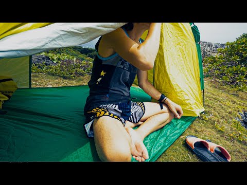Okinawa cozy solo camping alone on the cliff in Japan