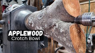 Woodturning Applewood Crotch Into an Incredible Bowl—Mistakes and Magic!