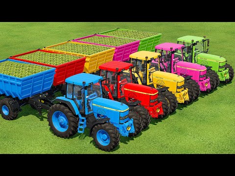 TRANSPORT, HARVEST & LOAD HOPS WITH JOHN DEERE COLORED TRACTORS - Farming Simulator 22