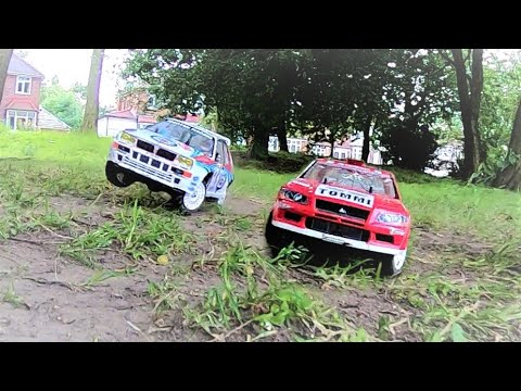 Dad vs Son RC Rally Race - Tamiya TT02 Lancia Delta Integrale vs Mitsubishi Evo Race Off!