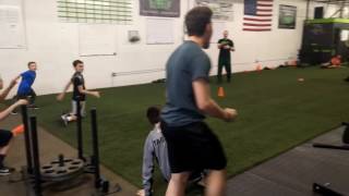 Athlete Sled Relay Race