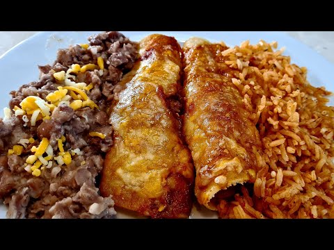 Enchiladas with Beans and Rice. The Complete Meal.