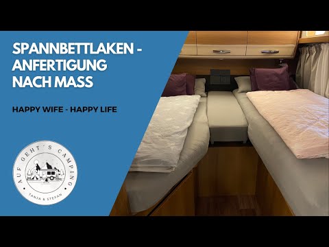 HAPPY WIFE - HAPPY LIFE - Spannbettlaken nach Maß - Auf geht´s Camping