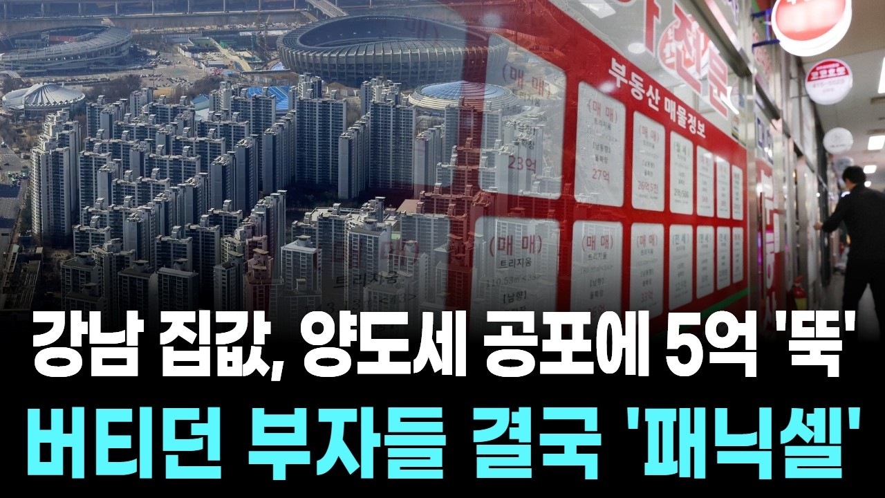 강남 집값, 양도세 공포에 5억 '뚝'…버티던 부자들 결국 '패닉셀'
