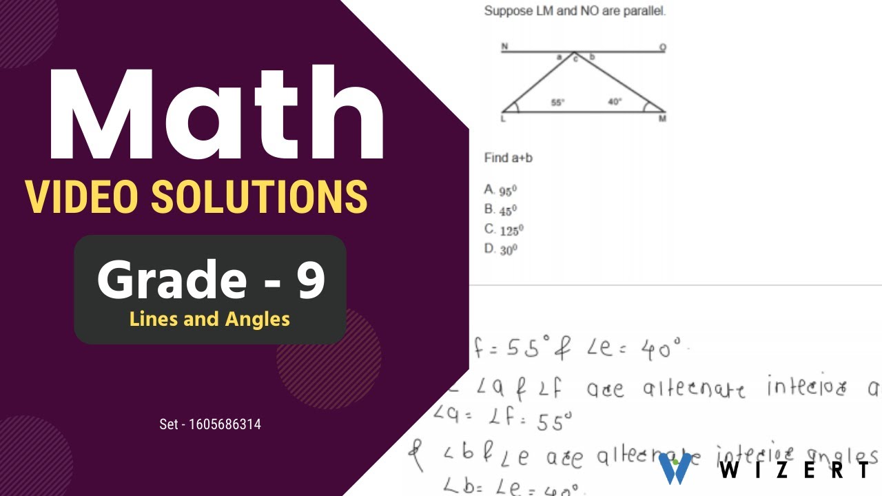 Grade 9 Mathematics Worksheets - Lines And Angles worksheet pdfs for Grade 9 - Set 1605686314