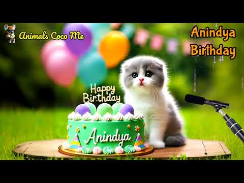 ANINDYA HAPPY BIRTHDAY SONG WITH NAMES | Adorable Cute Cat 😺