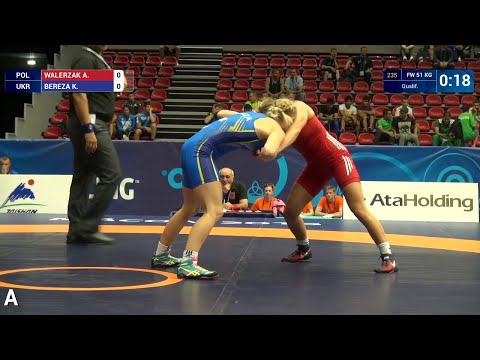 Qual. FW - 51 kg: K. BEREZA (UKR) df. A. WALERZAK (POL) by TF, 10-0