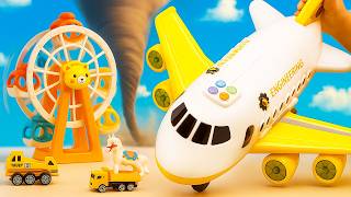 Hora de reconstruir a cidade, voar no avião de brinquedo e brincar com os veículos de serviço!