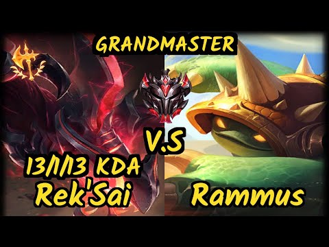 Nappon (REK'SAI) vs RAMMUS - 13/1/13 KDA JUNGLE GAMEPLAY - BR Ranked GRANDMASTER