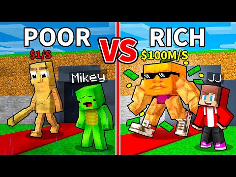 JJ and Mikey: POOR vs RICH Steal a Brainrot Battle in Minecraft - Maizen
