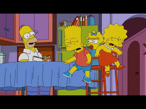 The simpsons Maggie beats Lisa and Bart scene