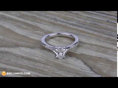 Split Shank Micropave Oval Diamond Engagement Ring (1/2 Carat)