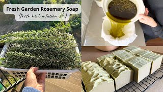Making Soap with Fresh Rosemary from my Garden (fresh herb infusion, CP soap method). So much fun :)