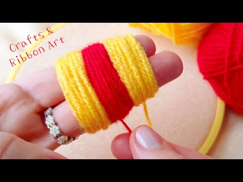 It's so Beautiful !! Superb Flower Craft Idea with Wool - Hand Embroidery Amazing Flower Design