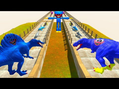 T-REX HUGGY WUGGY vs HUGGY WUGGY SPINOSAURUS RACE BATTLE COMPETITION - ARBS