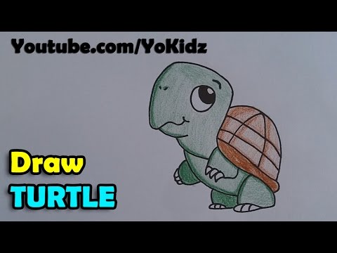 Worksheet easy guide to drawing cartoon turtle Vector Image