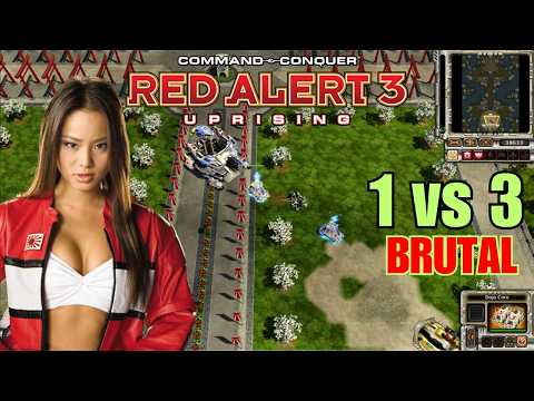 C&C : Red Alert 3 Uprising - 1 vs 3 BRUTAL AI - Next to Impossible