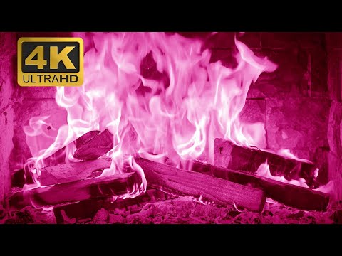 🔥 PINK FIREPLACE 4K Ultra HD (12 HOURS). Ultimate Pink Flame with Crackling Fire Sounds