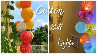 DIY Cotton Ball Light | DIY Yarn String Lights | DIY Lights for Home Decor