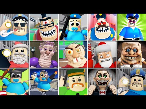 ALL JUMPSCARES from ALL SCARY OBBY Barry Prison Run, Bobby's Daycare, STINKY'S PRISON! #roblox #obby