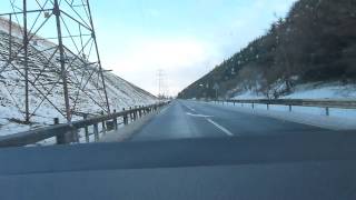 Icy snow  winter weather drive on A7 Scotland Borders Carlisle to Hawick Jan 2015