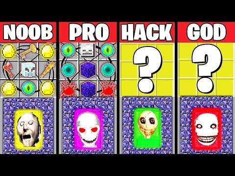 Minecraft Battle: SCARY PORTALS CRAFTING CHALLENGE - NOOB vs PRO vs HACKER vs GOD ~ Animation