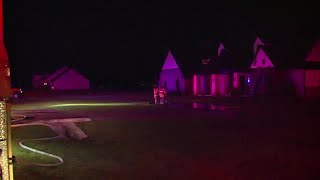RAW SCENE VIDEO: Crews investigate whether lightning sparked house fire in Edmond