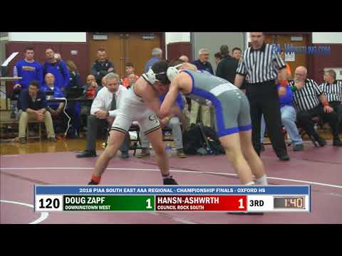 2018-03-03 120 lb Final - Doug Zapf (Downingtown West) vs Shane Hanson Ashworth (CR South)