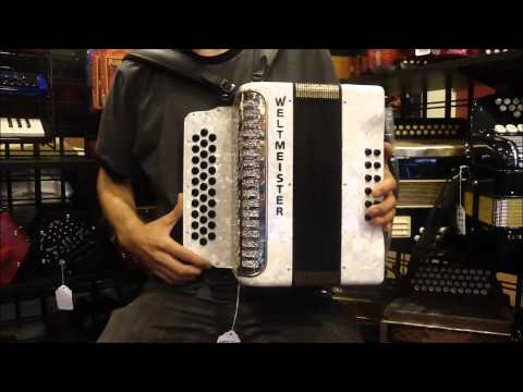 6245 - White Pearl Weltmeister 509 Corina II Button Accordion GCF Sol MM 31 12 $999