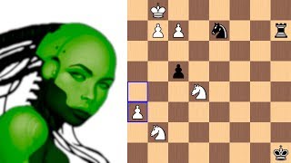 An artistic endgame by Leela Chess Zero against a Grandmaster (knight odds game)