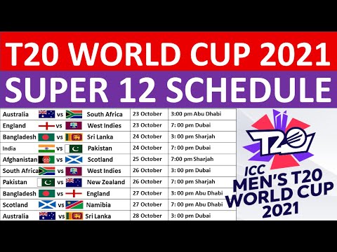ICC T20 World Cup 2021: Super 12's round full schedule, groups, fixtures, venues, and timings.