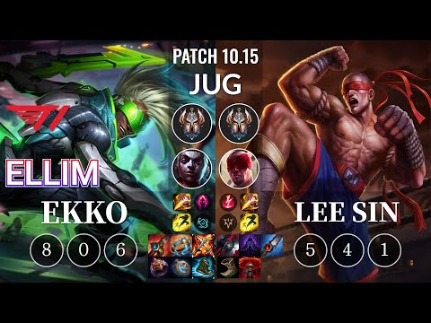 T1 Ellim Ekko vs Lee Sin Jungle - KR Patch 10.15