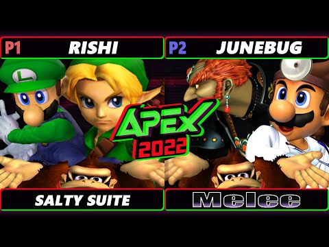 Apex 2022 SALTY SUITE - Rishi Vs. Junebug - Mid-Tier Iron Man - SSBM Melee Tournament