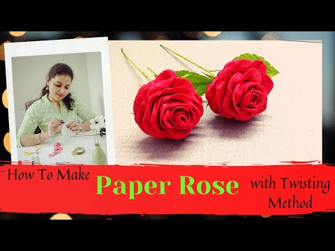 How to make paper rose with twisted method | Twisted Rose  | Twisted Crepe Paper Rose | Easy Rose